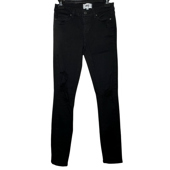 PAIGE Black Ripped Skinny Jeans Women's Size 26 Distressed Denim‎
